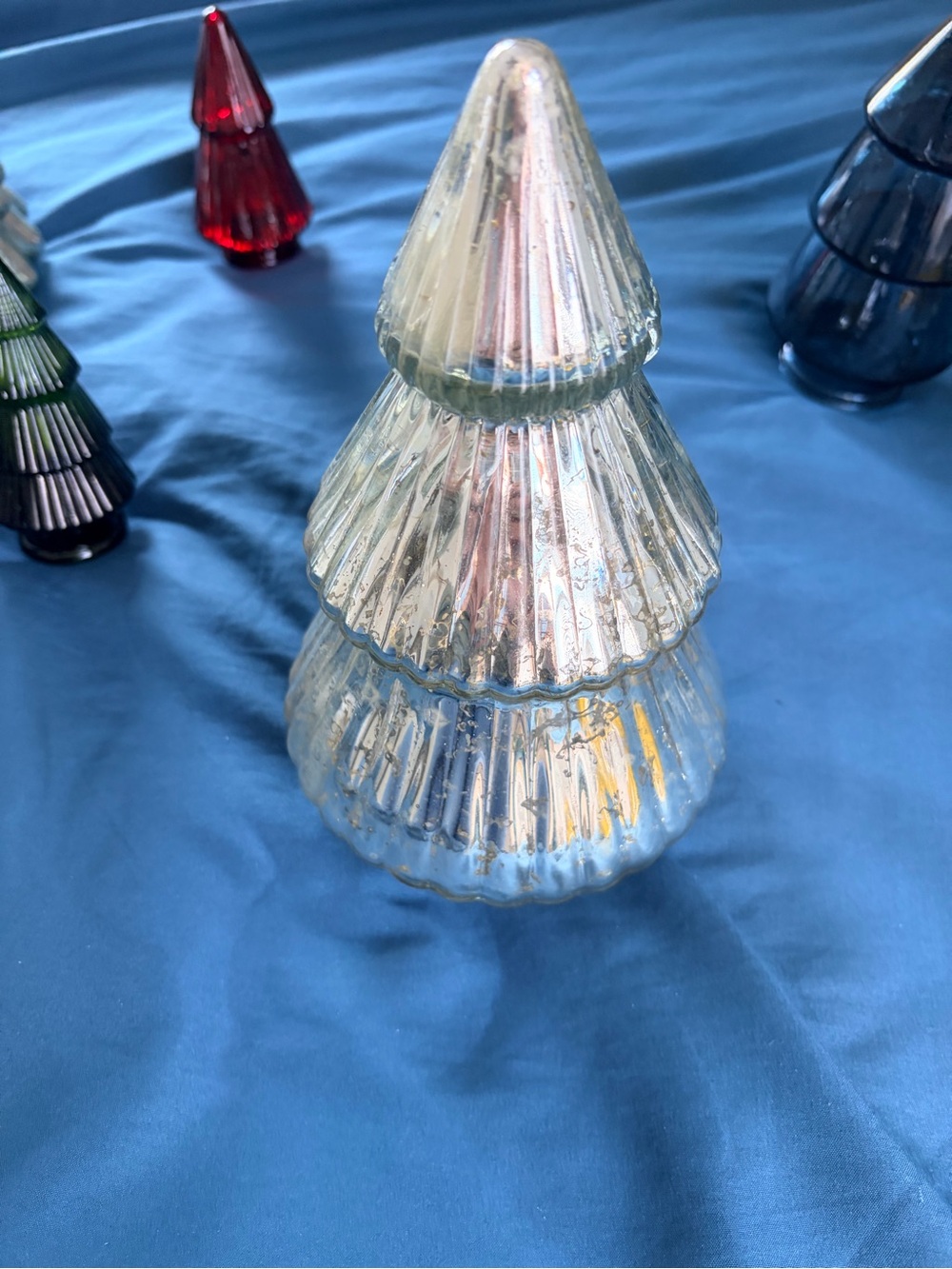 Target Holiday Shop Lighted Mercury Glass Christmas Tree Silver 9”